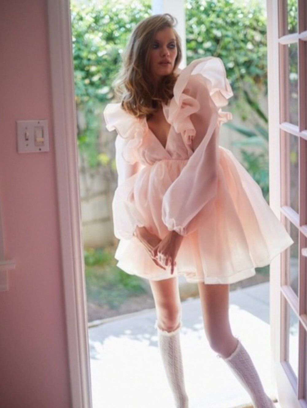Selkie Sugarfrill Light Pink Dress Size S Puff Boho Dainty Fairy Festival